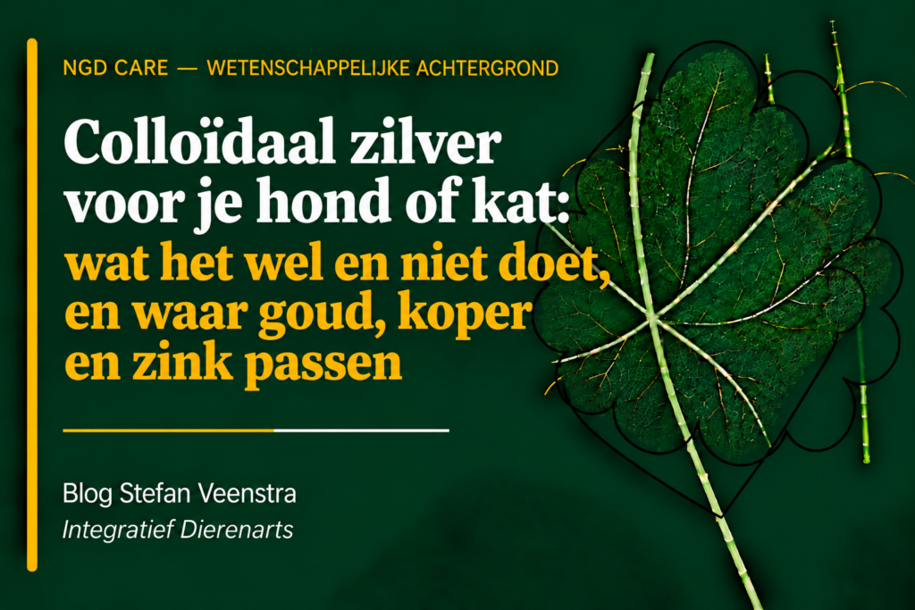 colloidaal zilver voor je hond of kat: wat het wel en niet doet en waar goud, koper en zink passen.